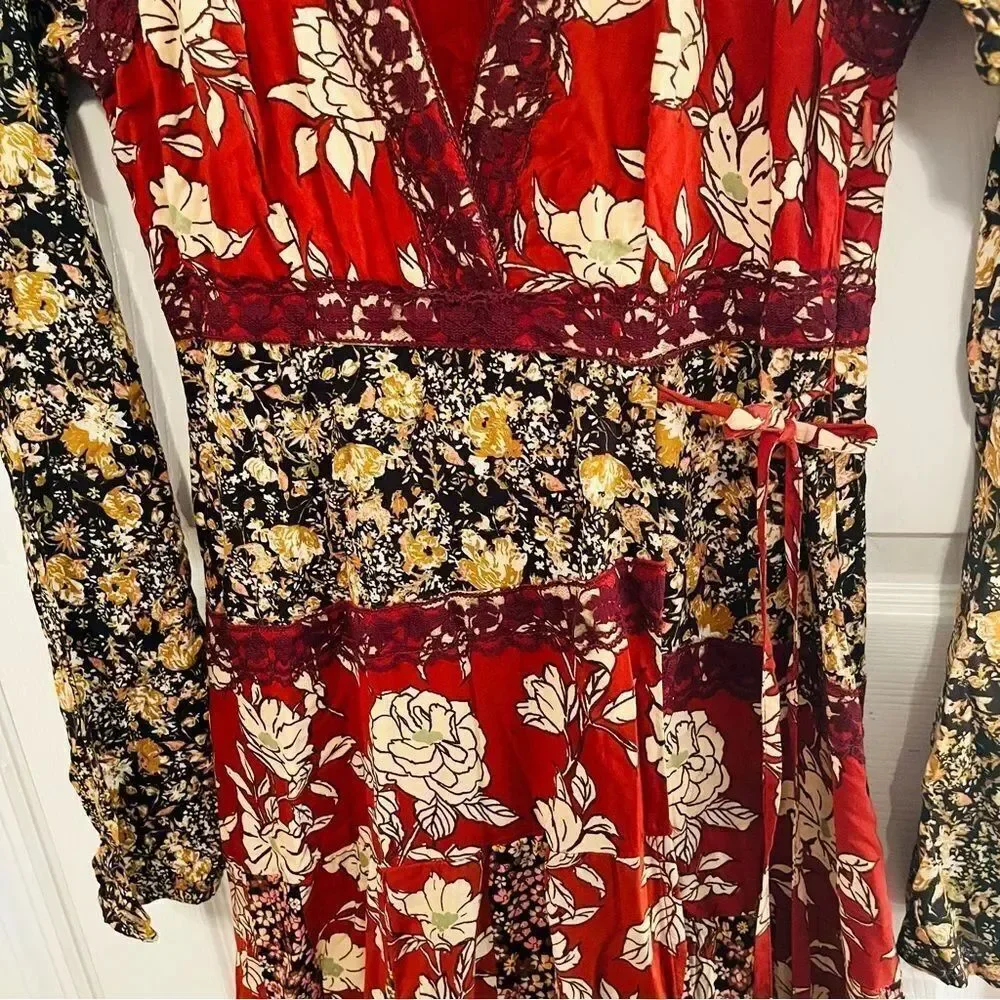 Free People Multicolor Floral Long Sleeve Dress NWOT